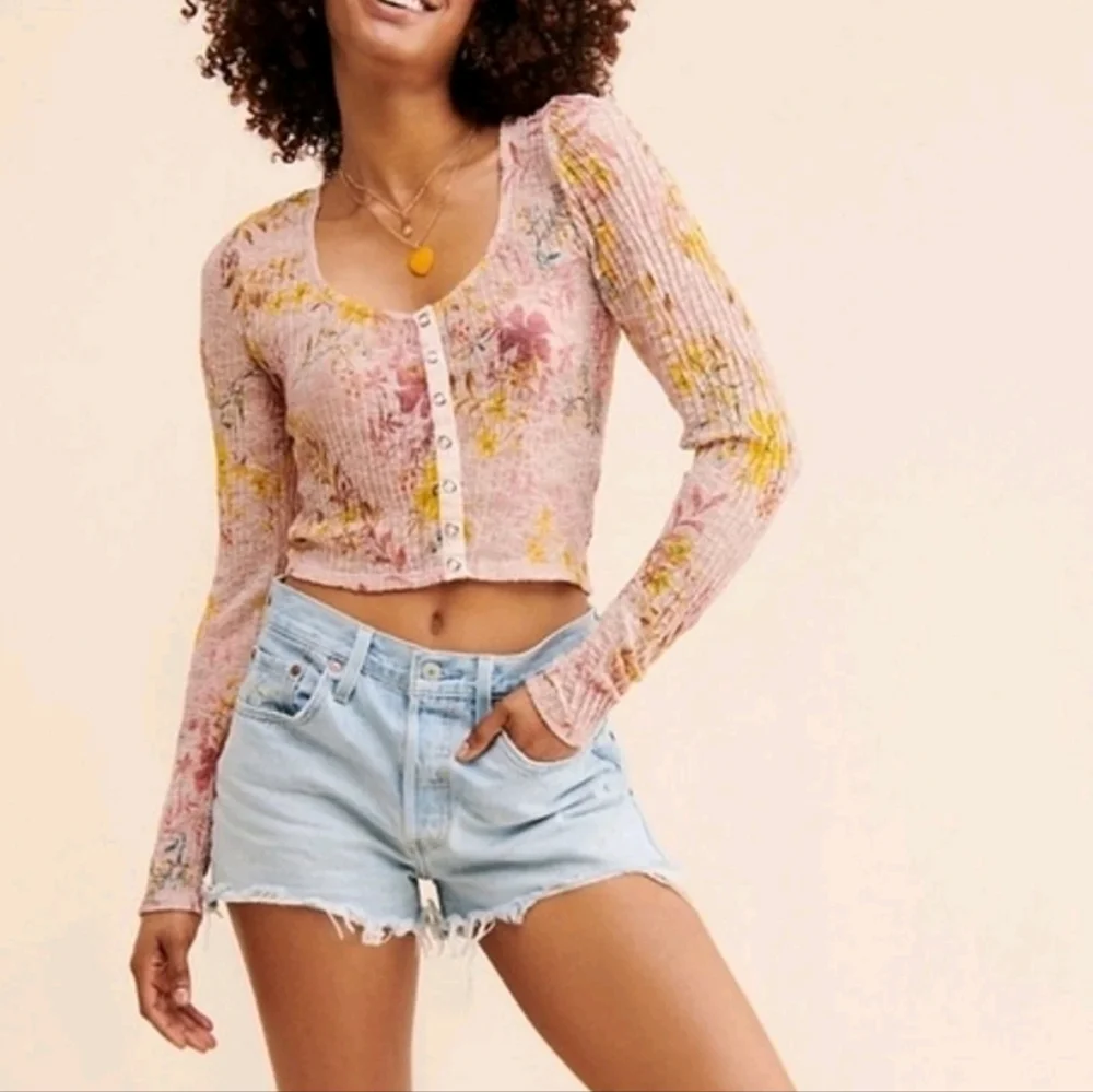 FREE PEOPLE × REVOLVE Angelina Pink Floral Lace Top Blogger Favorite  Medium NWT